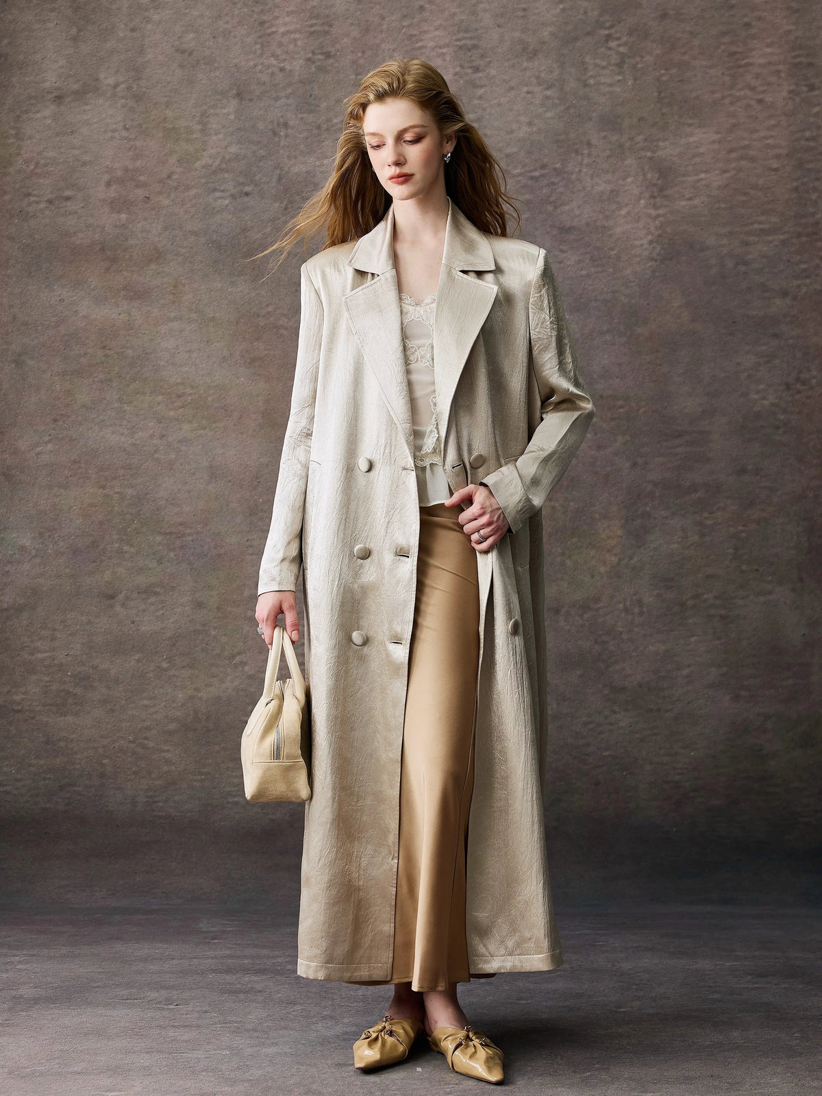 Women's Double-Breasted Office French-Inspired Workwear Retro Trench Coat for Fall Layering Travel Holiday Date Night Fall Winter