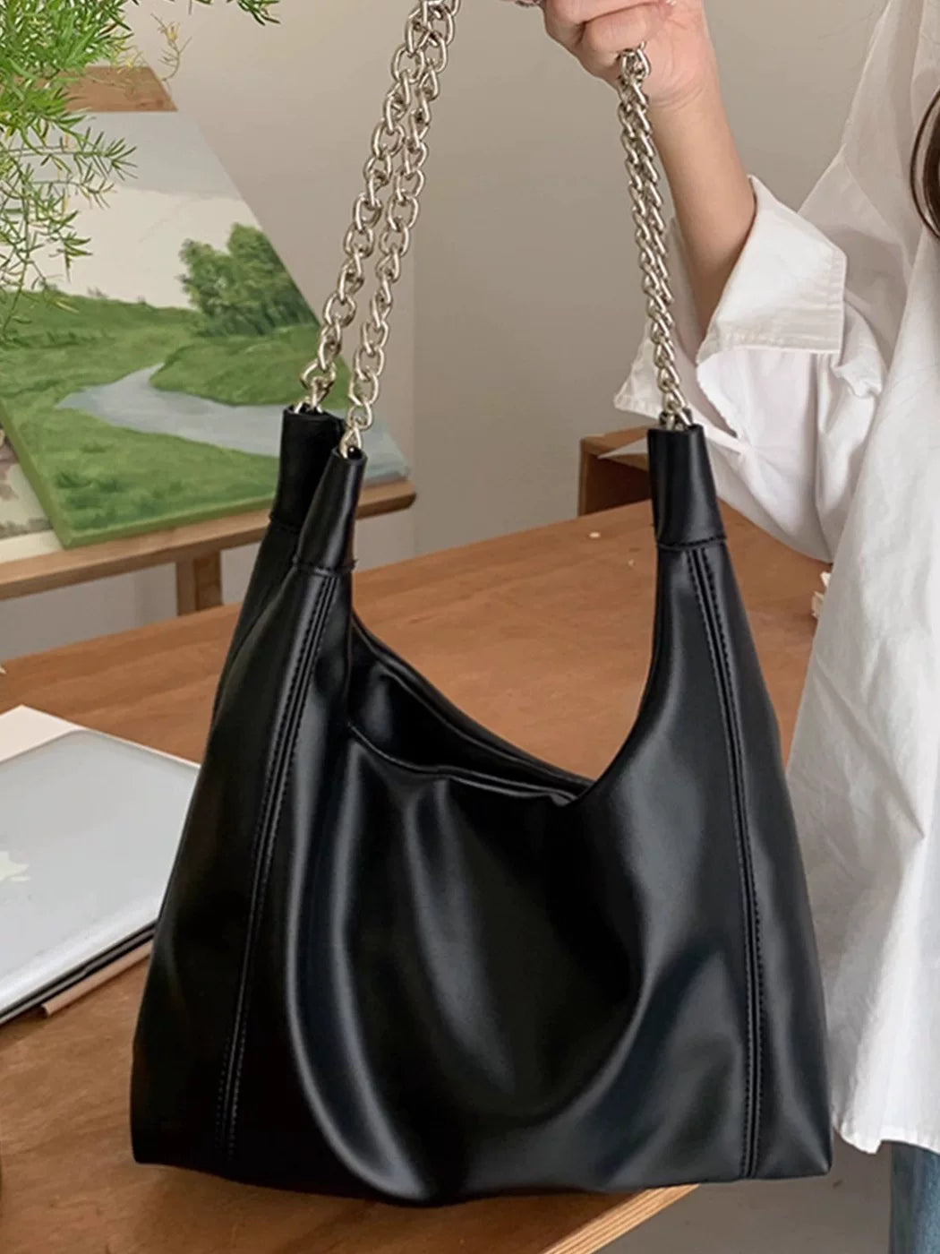 Women's Large-Capacity Office Leather Workwear Tote Bag Shoulder Crossbody Purse Work and Travel School