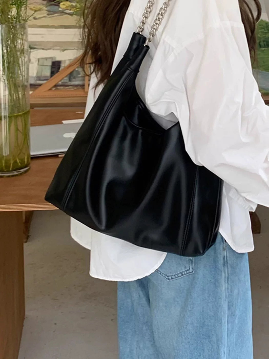 Women's Large-Capacity Office Leather Workwear Tote Bag Shoulder Crossbody Purse Work and Travel School