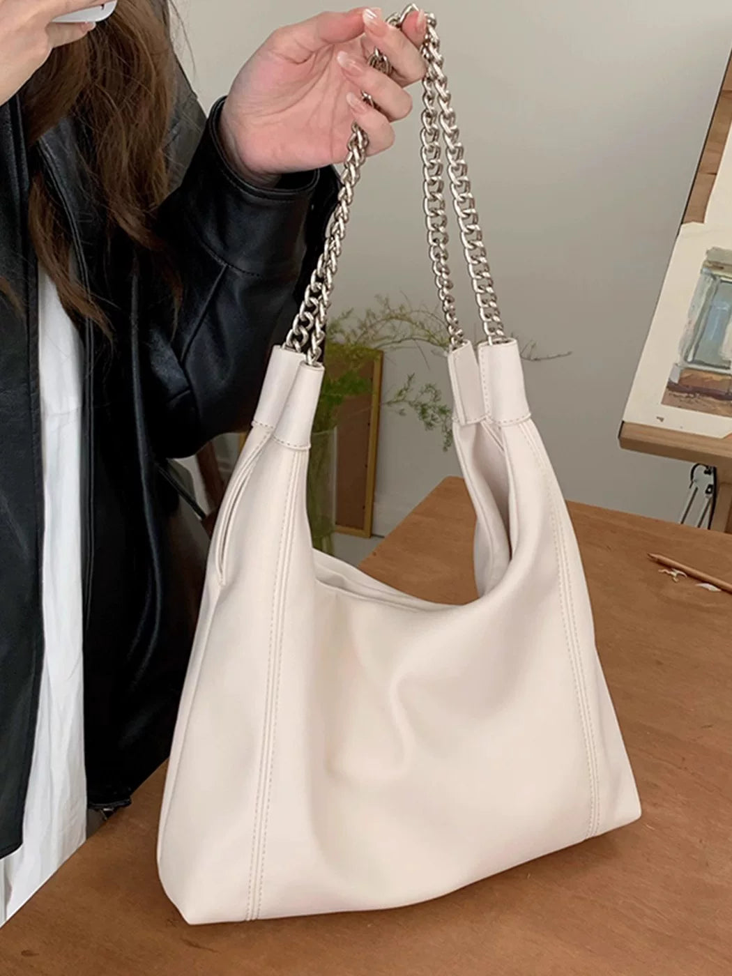 Women's Large-Capacity Office Leather Workwear Tote Bag Shoulder Crossbody Purse Work and Travel School
