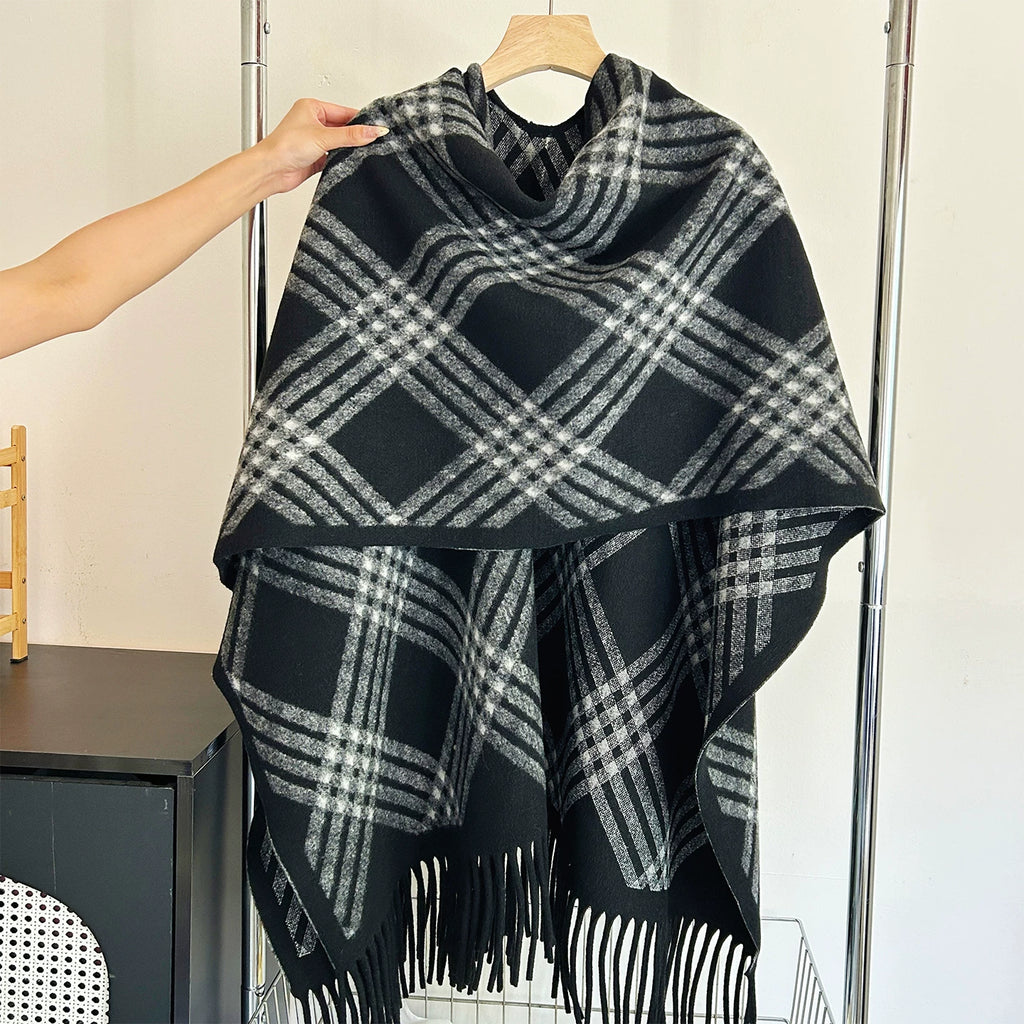 Women's Tassel Korean-Style Retro Knit Shawl for Office and Travel Evening Gift Everyday Wear Holiday Gift