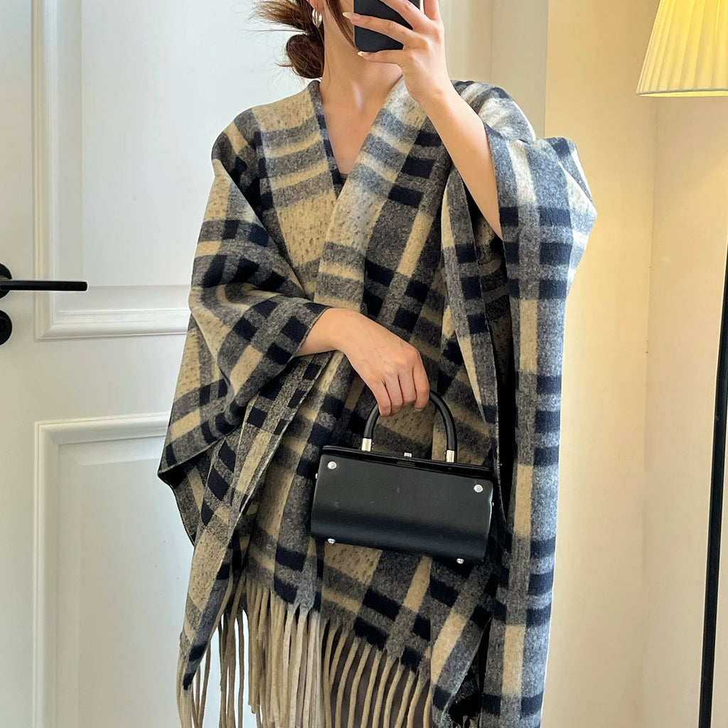 Women's Tassel Korean-Style Retro Knit Shawl for Office and Travel Evening Gift Everyday Wear Holiday Gift