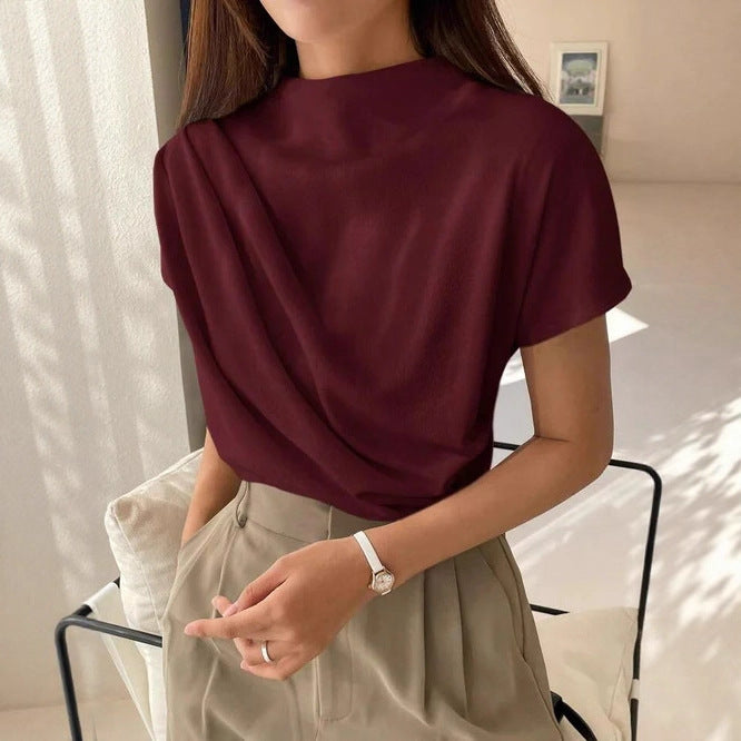 Women's Minimalist Summer Draped Cropped T-Shirt Casual Tee for Date Night Streetwear Everyday Wear Spring Summer Weekend