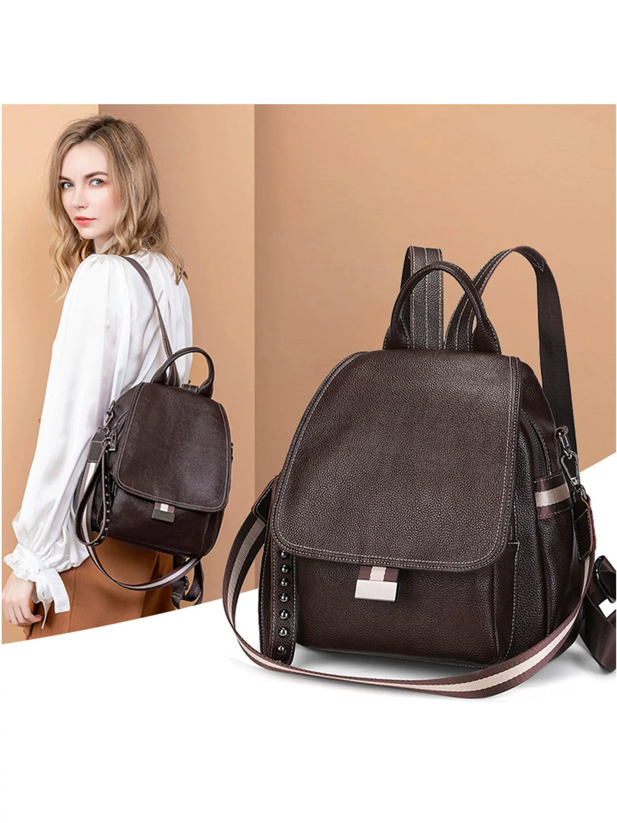 Women's Office Leather Workwear Casual Backpack Travel School Bag Weekend Date Night Holiday Gift