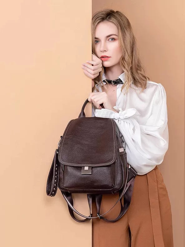 Women's Office Leather Workwear Casual Backpack Travel School Bag Weekend Date Night Holiday Gift