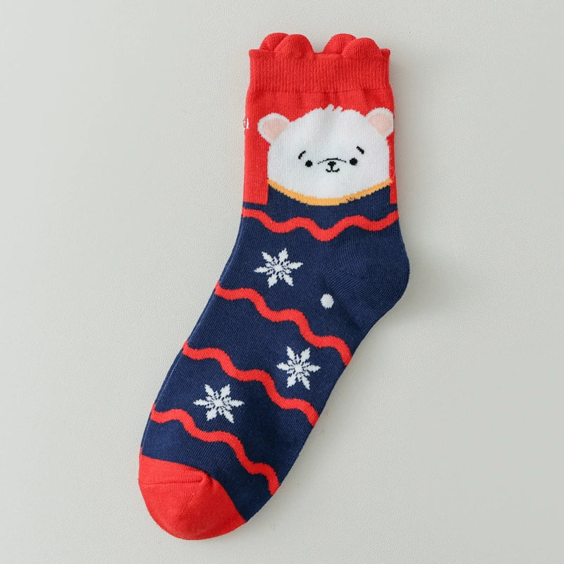 Christmas Crew Socks for Men and Women, Cozy Knit Mid Calf Holiday Socks Size 36-47, Winter Gift Socks