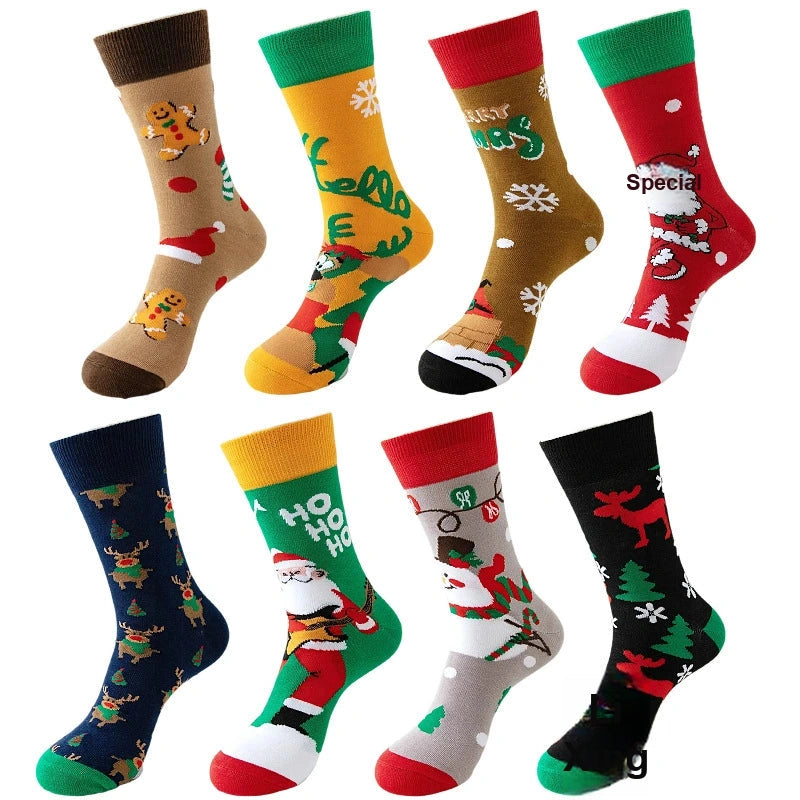 Christmas Crew Socks for Men and Women, Cozy Knit Mid Calf Holiday Socks Size 36-47, Winter Gift Socks