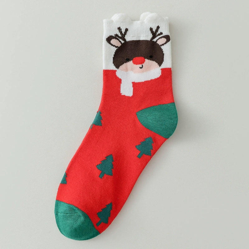 Christmas Crew Socks for Men and Women, Cozy Knit Mid Calf Holiday Socks Size 36-47, Winter Gift Socks