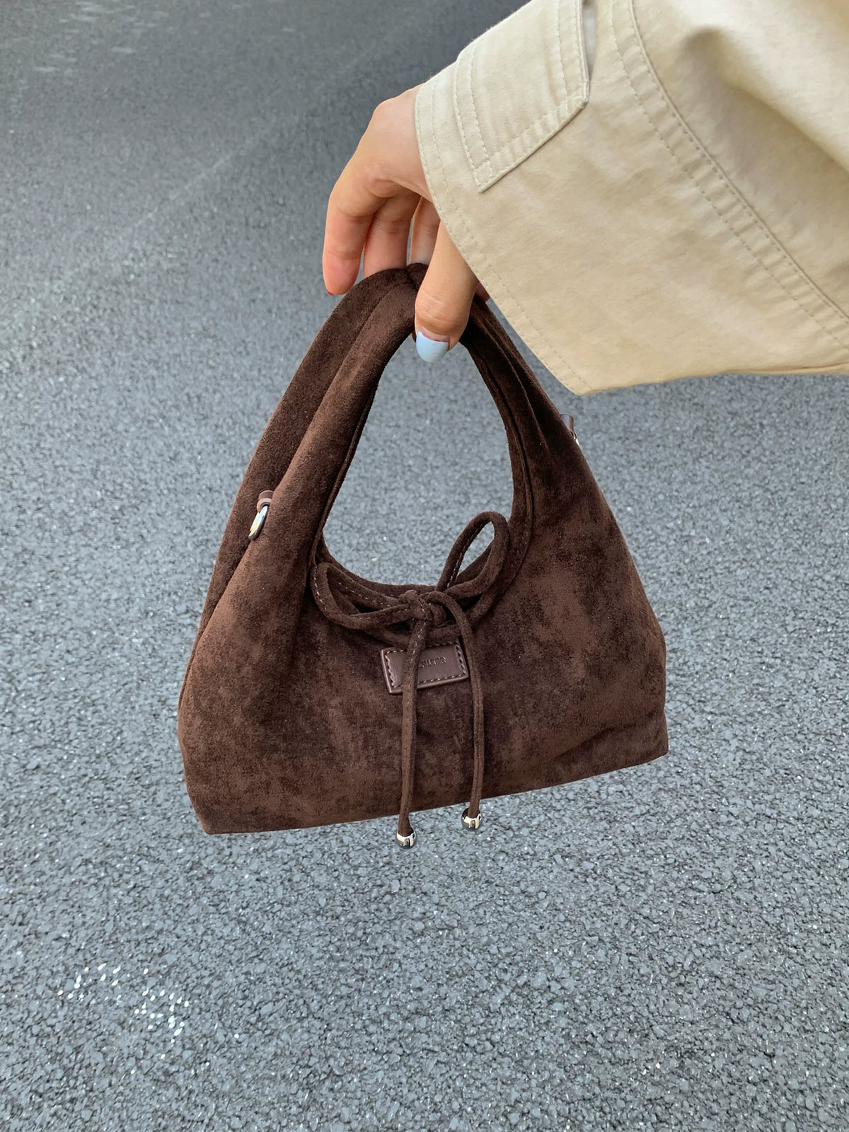Women's Spring Summer Suede-look Brown-tone Retro Dumpling Bag Soft Crossbody Purse Work Travel Everyday Purse