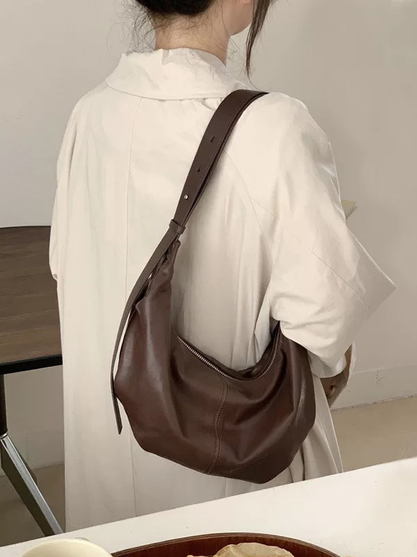 Women's Large-Capacity Leather Casual Dumpling Bag Crossbody Purse for Travel and Sightseeing Everyday Streetwear Date Night Office