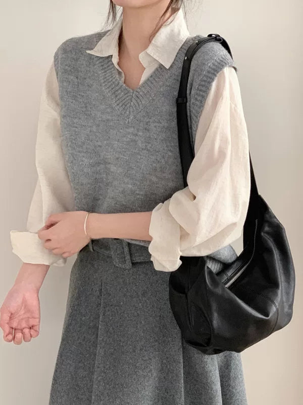 Women's Large-Capacity Leather Casual Dumpling Bag Crossbody Purse for Travel and Sightseeing Everyday Streetwear Date Night Office