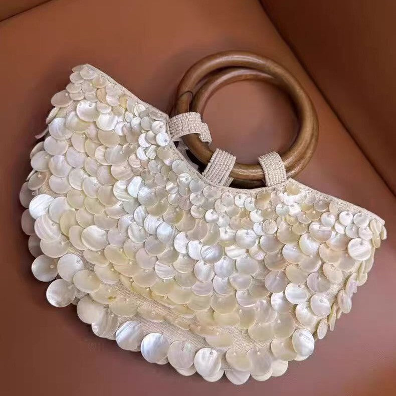 Women's Handcrafted Shell Spring Summer Handbag Shoulder Crossbody Purse for Work and Travel Office School Premium Everyday Date Night