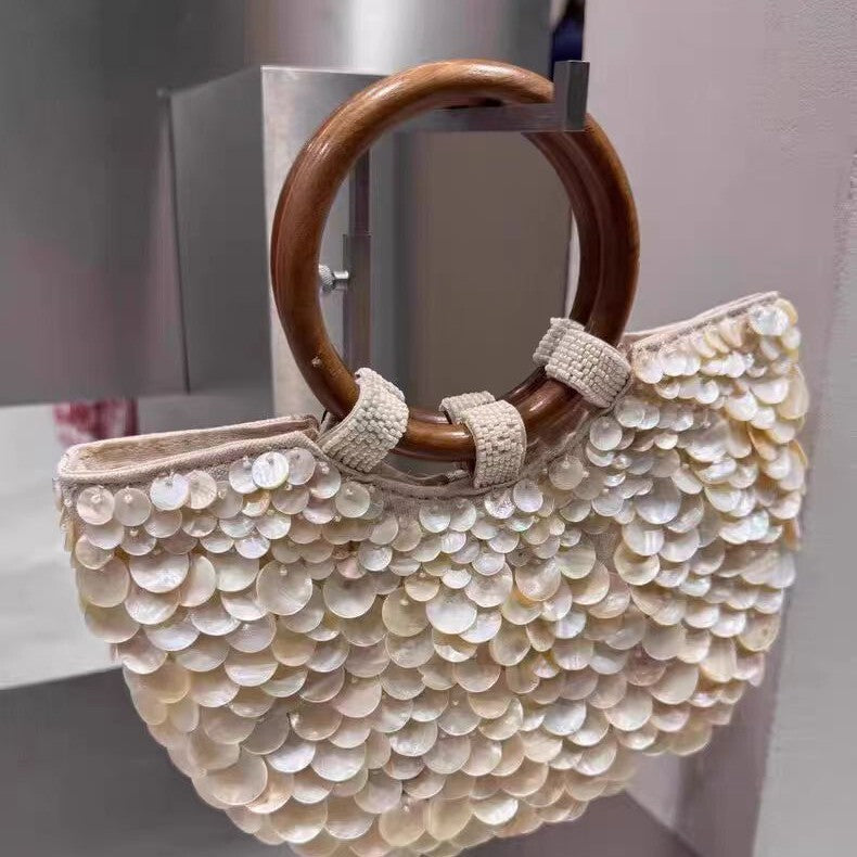 Women's Handcrafted Shell Spring Summer Handbag Shoulder Crossbody Purse for Work and Travel Office School Premium Everyday Date Night
