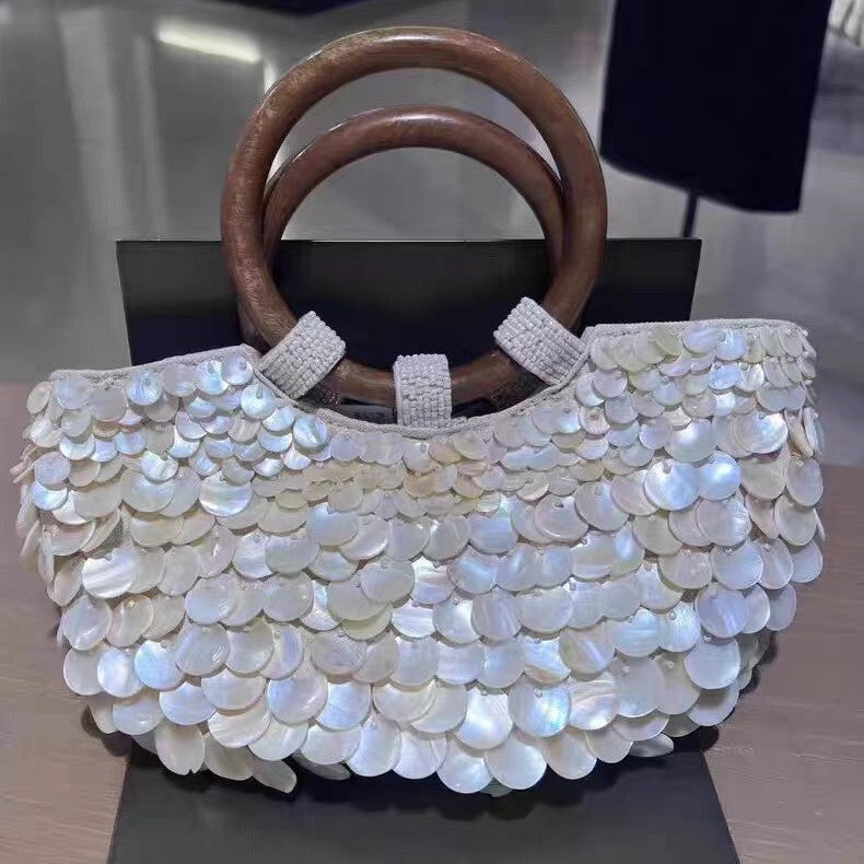 Women's Handcrafted Shell Spring Summer Handbag Shoulder Crossbody Purse for Work and Travel Office School Premium Everyday Date Night