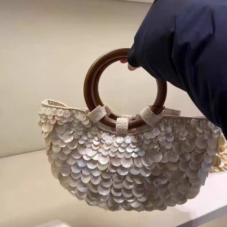 Women's Handcrafted Shell Spring Summer Handbag Shoulder Crossbody Purse for Work and Travel Office School Premium Everyday Date Night