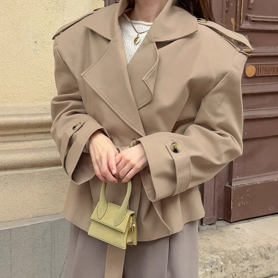 Women's Oversized Long Sleeve Lace-up Designer Elegant Workwear Casual Jacket Casual Coat