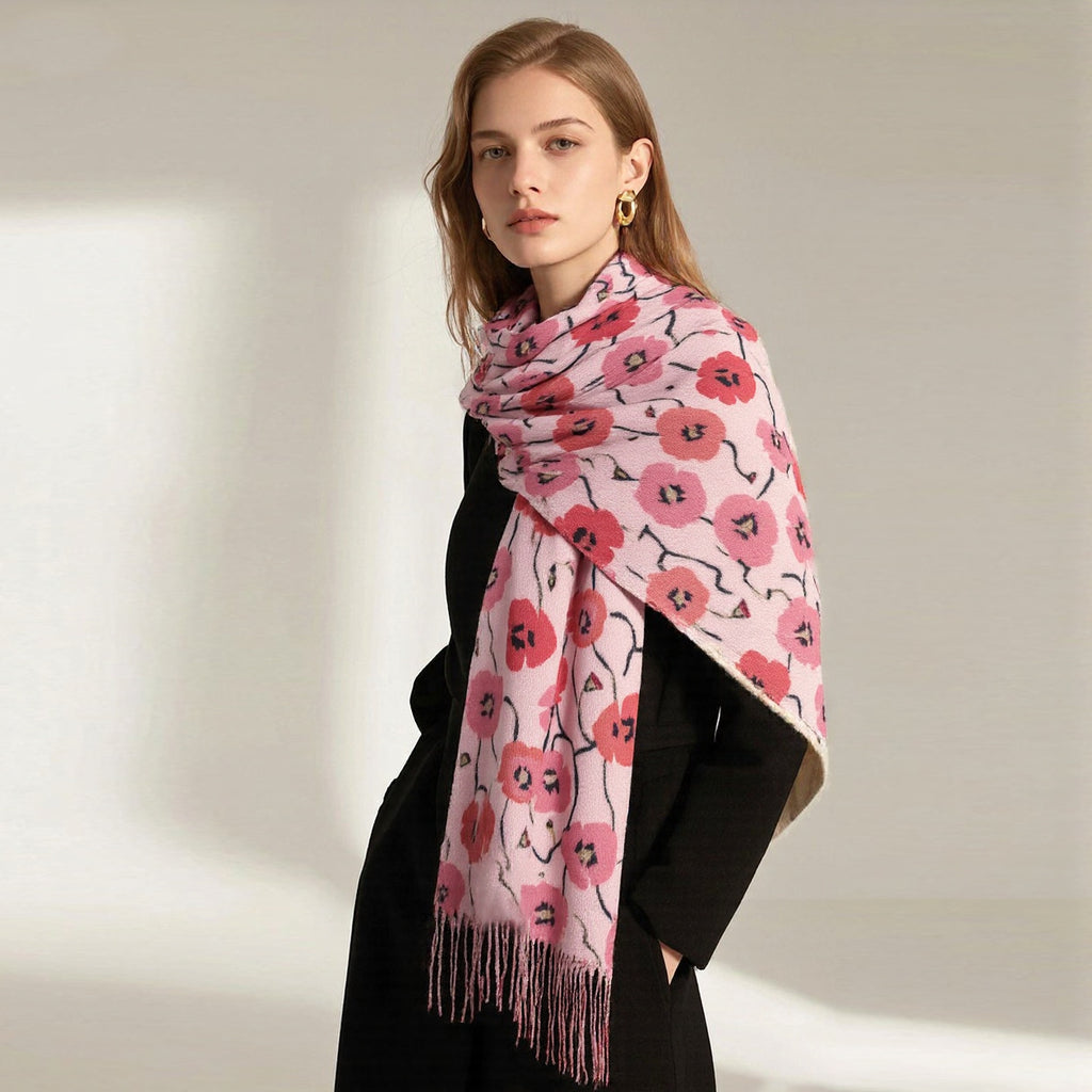 Women's Tassel Fall Winter Thickened Fleece-Lined Shawls Scarves Scarf Fashion Wrap