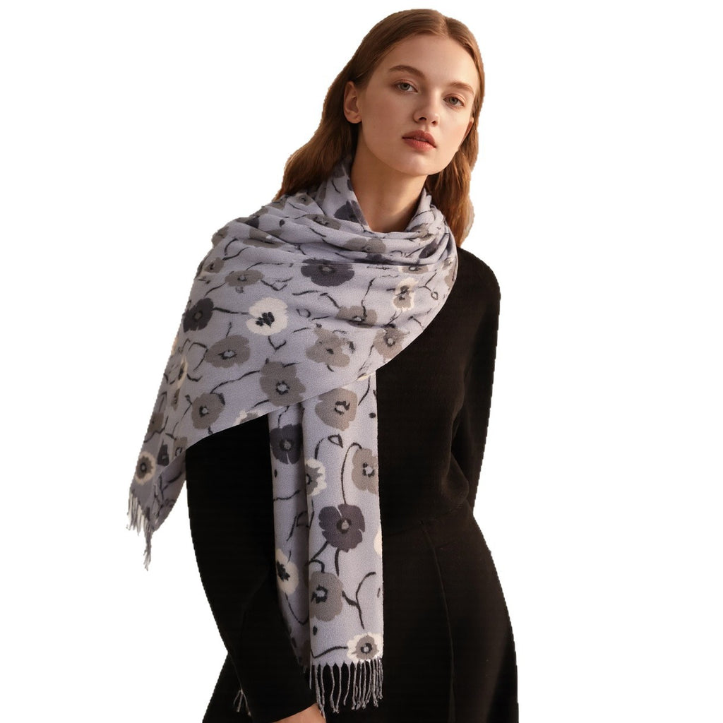 Women's Tassel Fall Winter Thickened Fleece-Lined Shawls Scarves Scarf Fashion Wrap