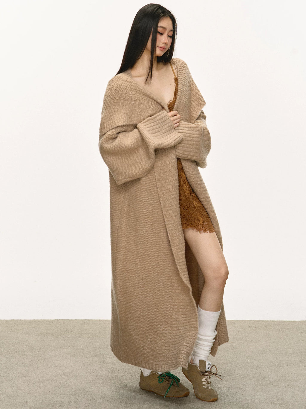 Women's Wool Longline Fuzzy Sweater Knit Pullover Top for Fall Winter Spring Travel Everyday