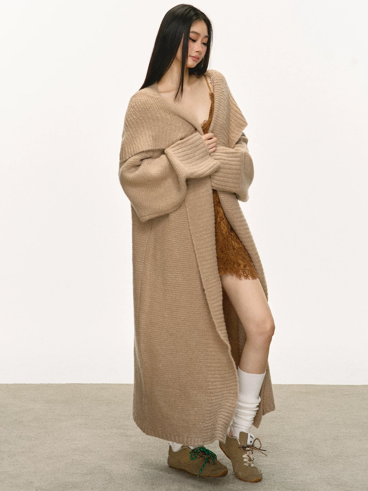 Women's Wool Longline Fuzzy Sweater Knit Pullover Top for Fall Winter Spring Travel Everyday