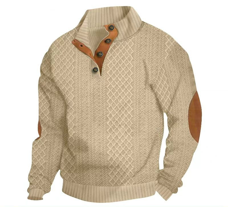 Men's Fall Winter Knit Fleece-Lined Long Sleeve Casual Hoodie Sweatshirt Pullover