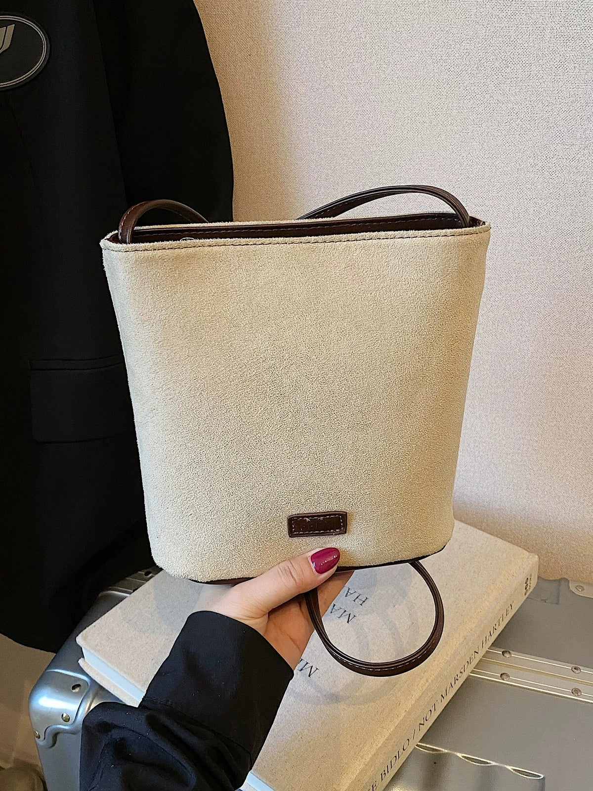 Women's Frosted Spring Summer Leopard Suede Retro Bucket Bag Drawstring Shoulder Purse Work Travel Everyday Purse