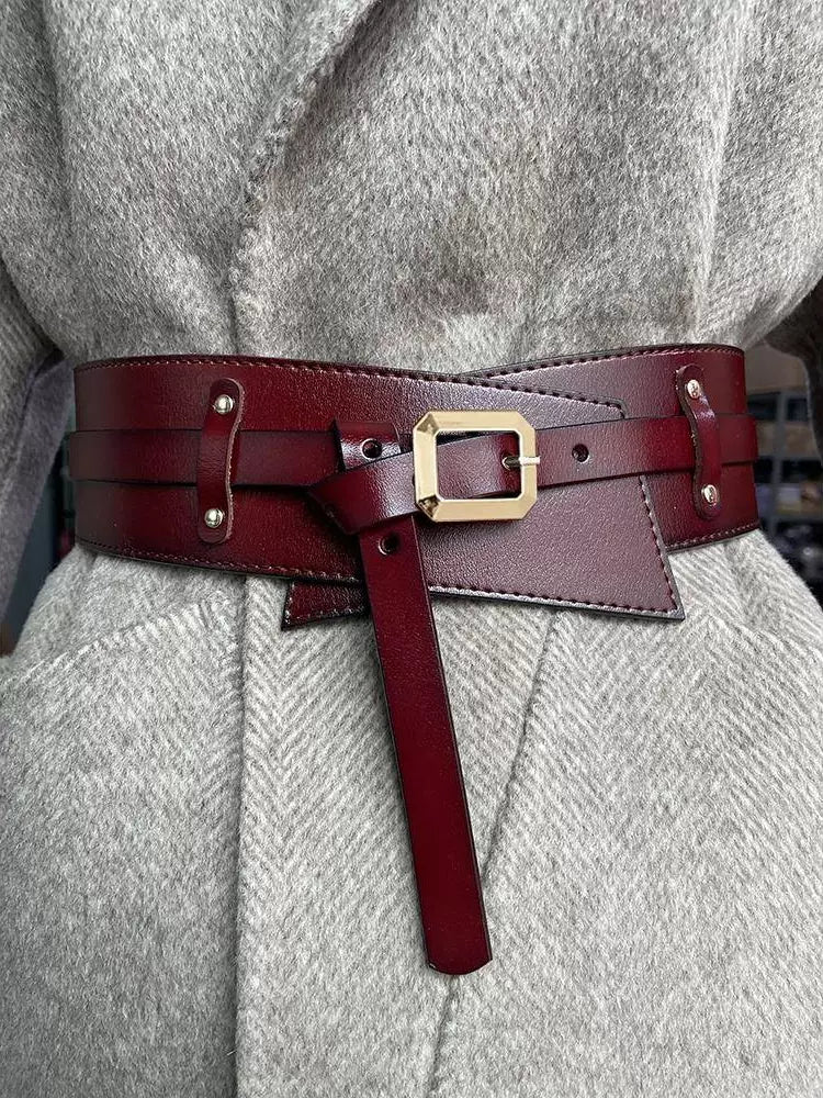 Women's Wide Waist-defining Knit Slim-waist Leather Dress Belt Waist-cinching Everyday Jeans for Date Night Gift Party Versatile Office Vacation