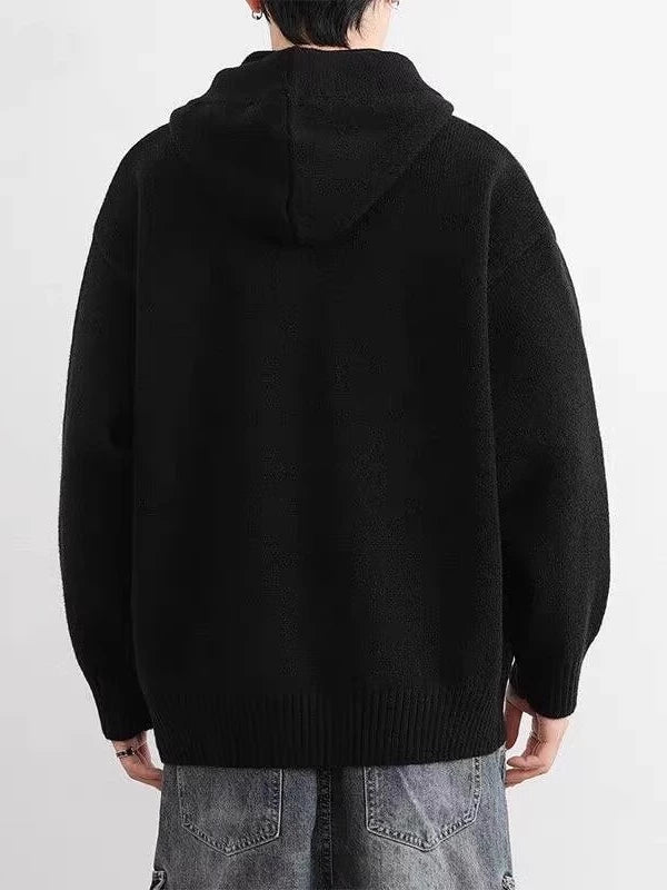 Men's Fall Winter Hooded Oversized Relaxed Casual Sweater Knit Pullover Top for Office Layering Spring Travel Everyday Date Night Holiday Party