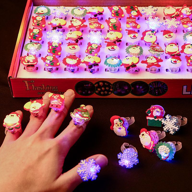 Christmas Ring Set, Holiday Rings, 8-Piece or 50-Piece Assorted Holiday Party Favor Pack, Stocking Stuffers and Gift Exchange Present for Kids and Adults