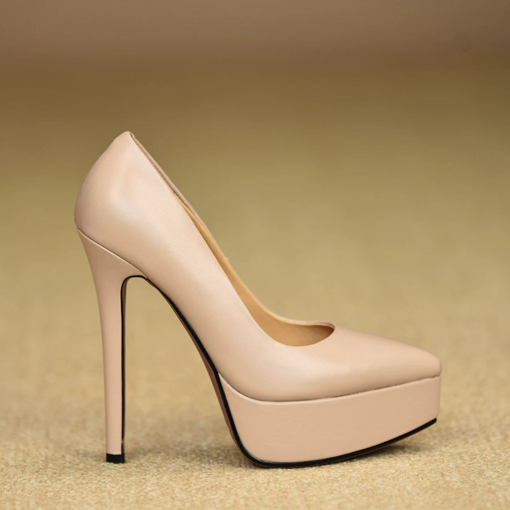 Women's Chunky Sole Pointed Toe Stiletto High Heel Slip-On Pumps Closed-Toe Dress Heels Wedding Guest Cocktail Party