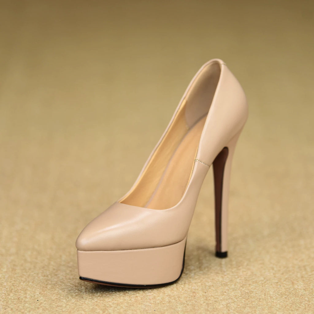 Women's Chunky Sole Pointed Toe Stiletto High Heel Slip-On Pumps Closed-Toe Dress Heels Wedding Guest Cocktail Party