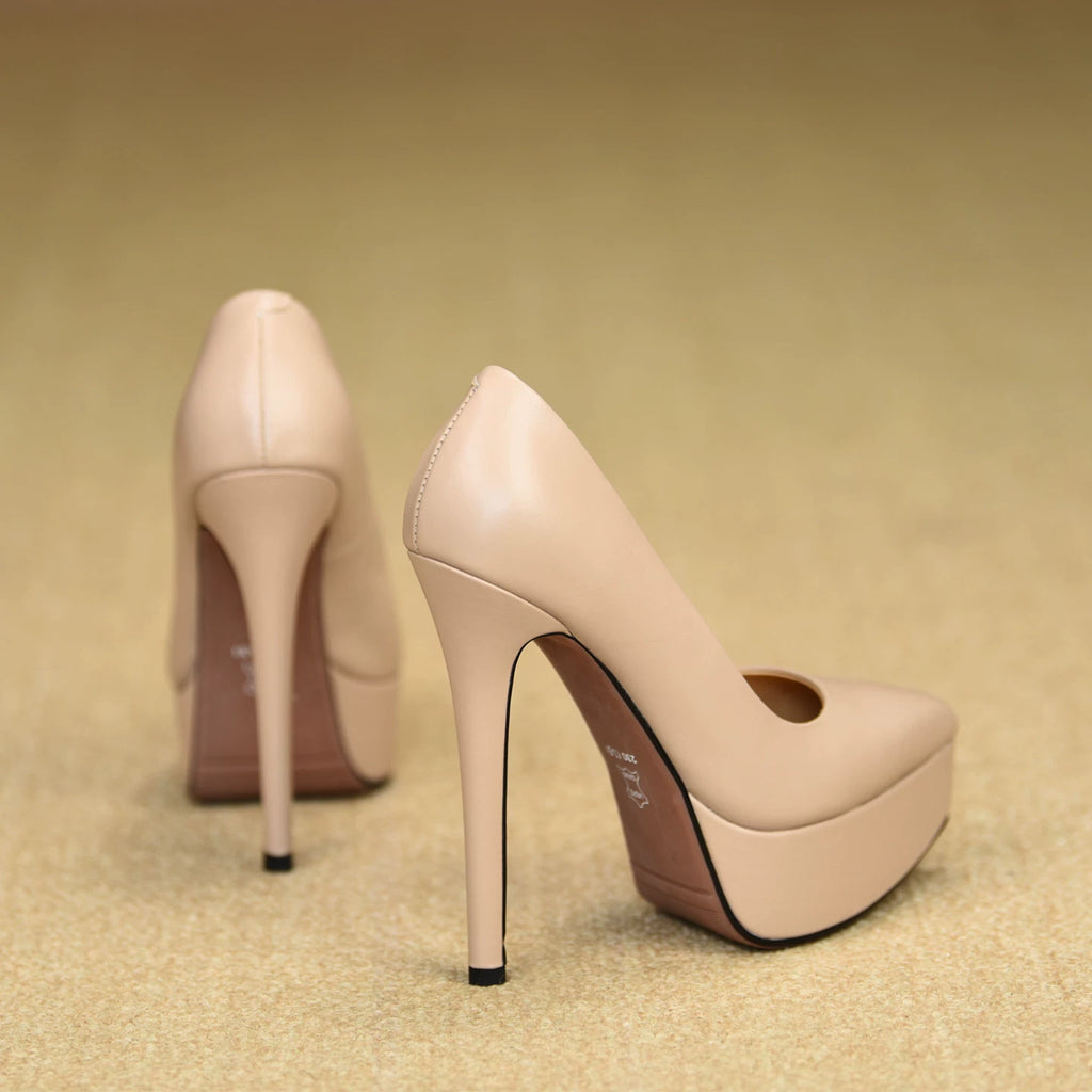 Women's Chunky Sole Pointed Toe Stiletto High Heel Slip-On Pumps Closed-Toe Dress Heels Wedding Guest Cocktail Party