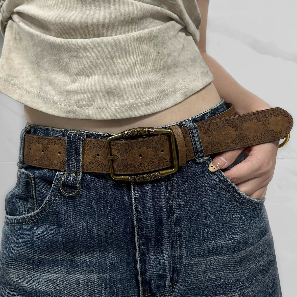 Women's Y2k Streetwear American-style Brown Dress Belt Retro Waist Gift Party Designer Office Everyday