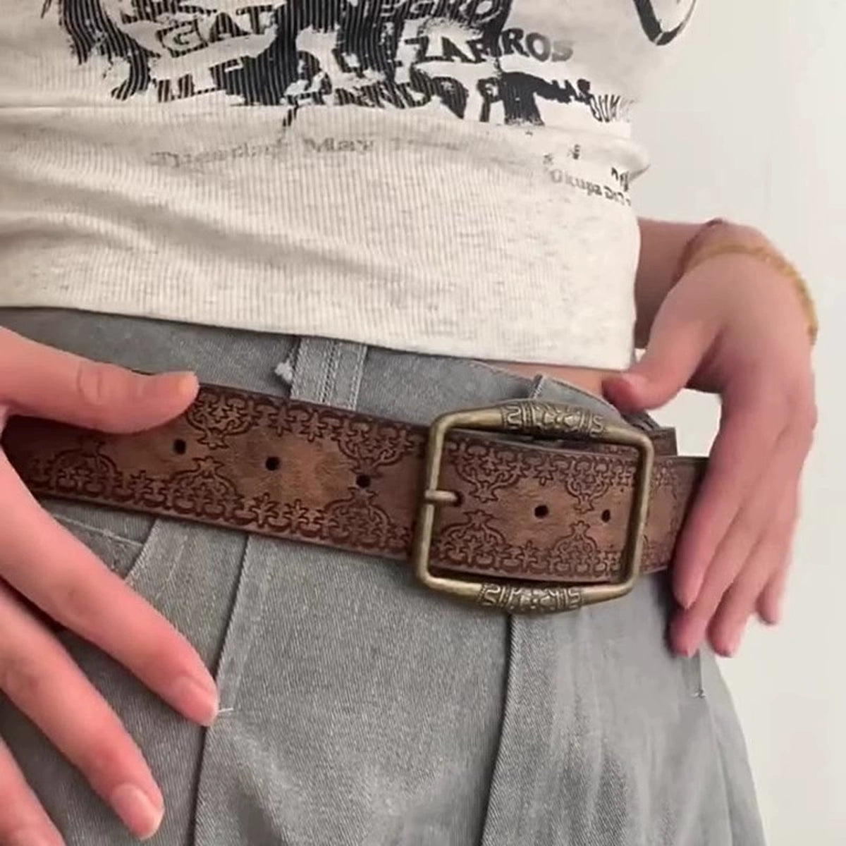 Women's Y2k Streetwear American-style Brown Dress Belt Retro Waist Gift Party Designer Office Everyday