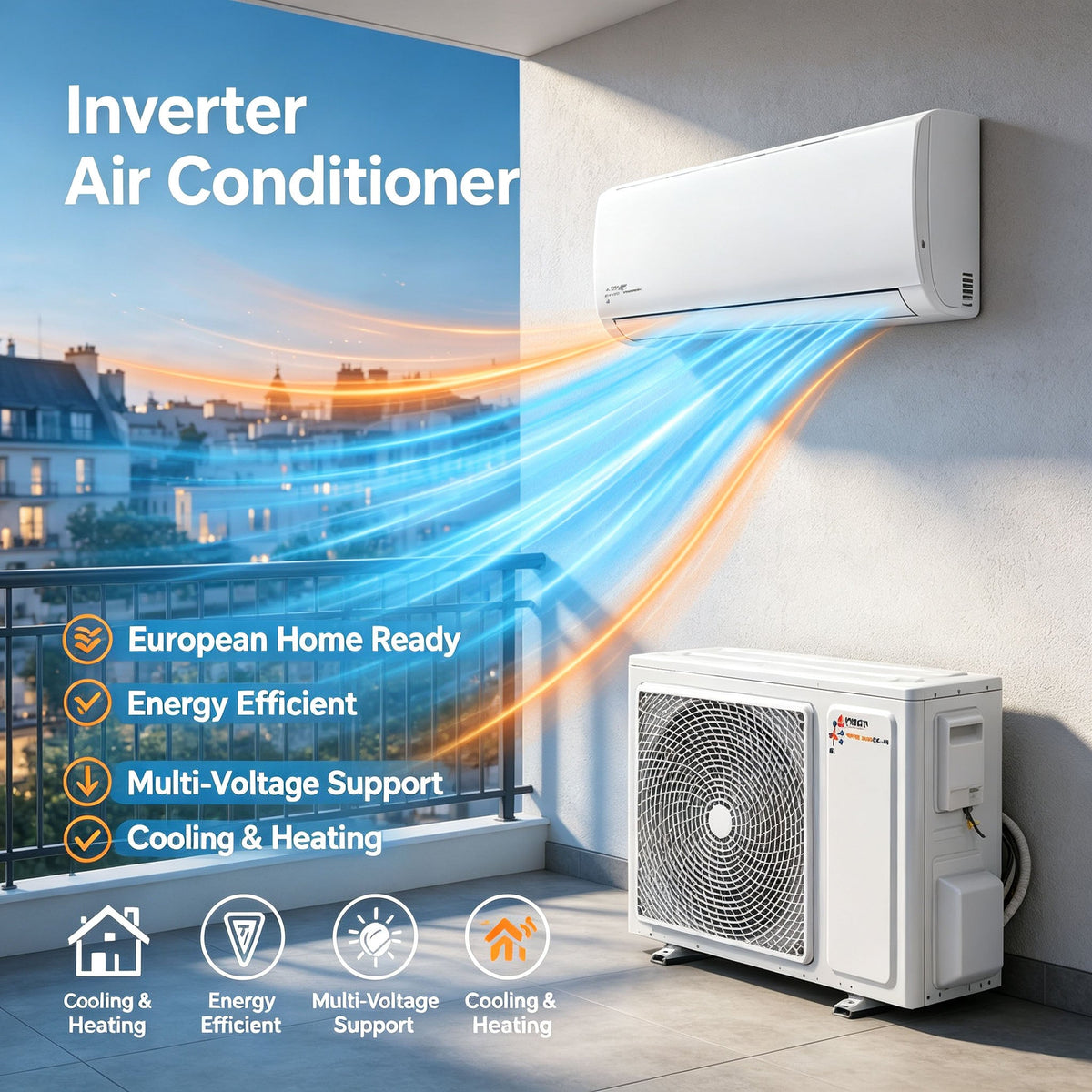 AC Smart WiFi R32 Inverter Split Air Contioner Ductless Mini Split Air Conditioner
