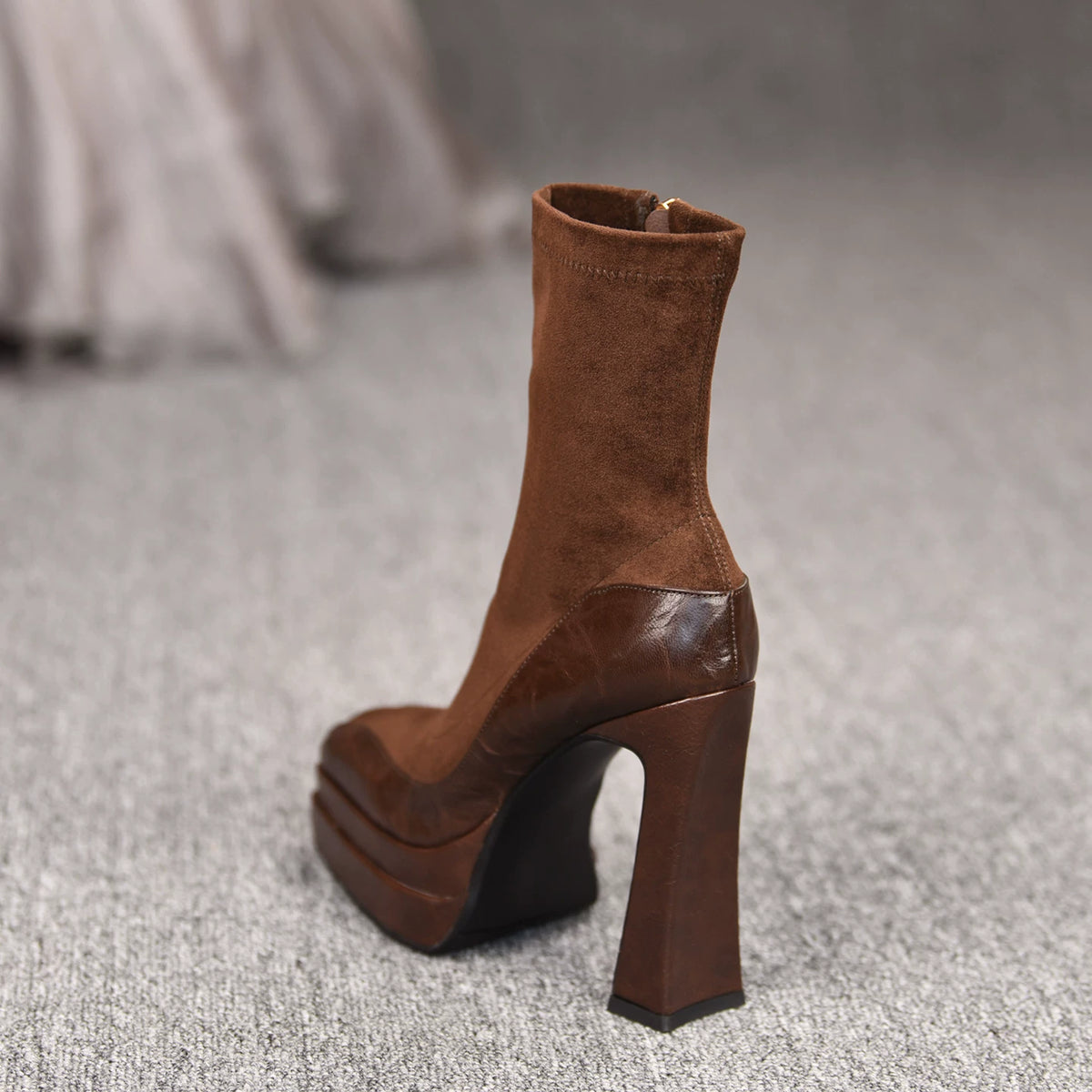 Women's Fall Winter Chunky Sole Block Heel High Heel Slim Ankle Boots for Office and Weekend Streetwear Everyday Wear
