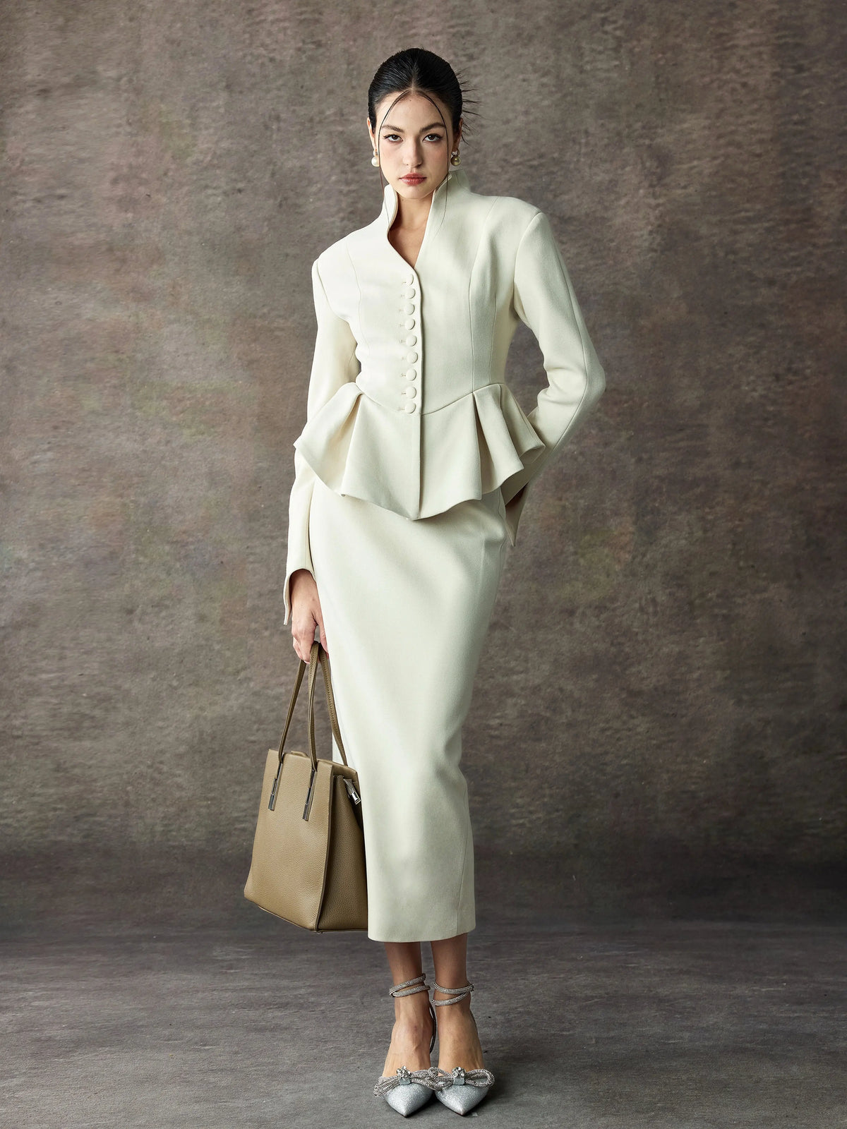 Women's Straight Bodycon Mandarin Collar New Chinese-Style Two-Piece Set for Office Workwear Wedding Guest Business Casual Travel Weekend At Home