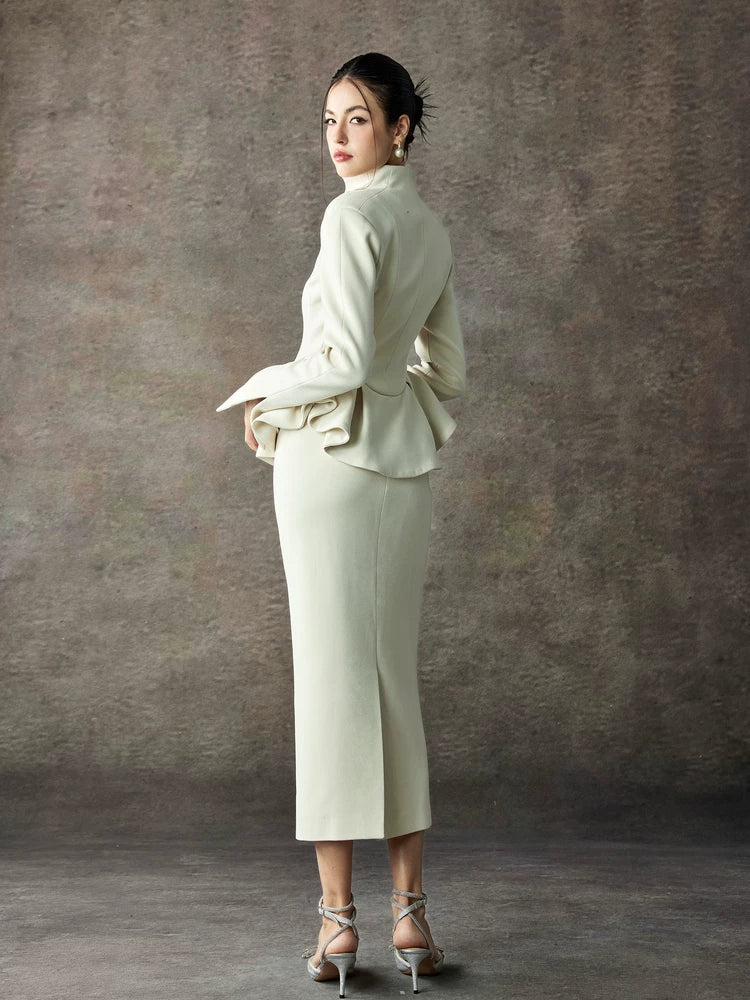 Women's Straight Bodycon Mandarin Collar New Chinese-Style Two-Piece Set for Office Workwear Wedding Guest Business Casual Travel Weekend At Home
