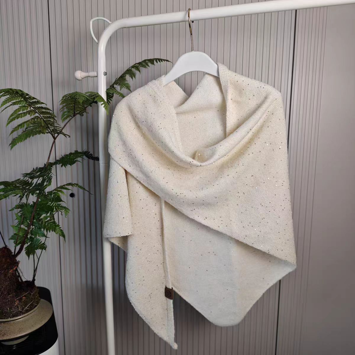 Women's Wool Glitter Fall Winter Knit Fleece-lined Korean-style Shawls Scarves Scarf