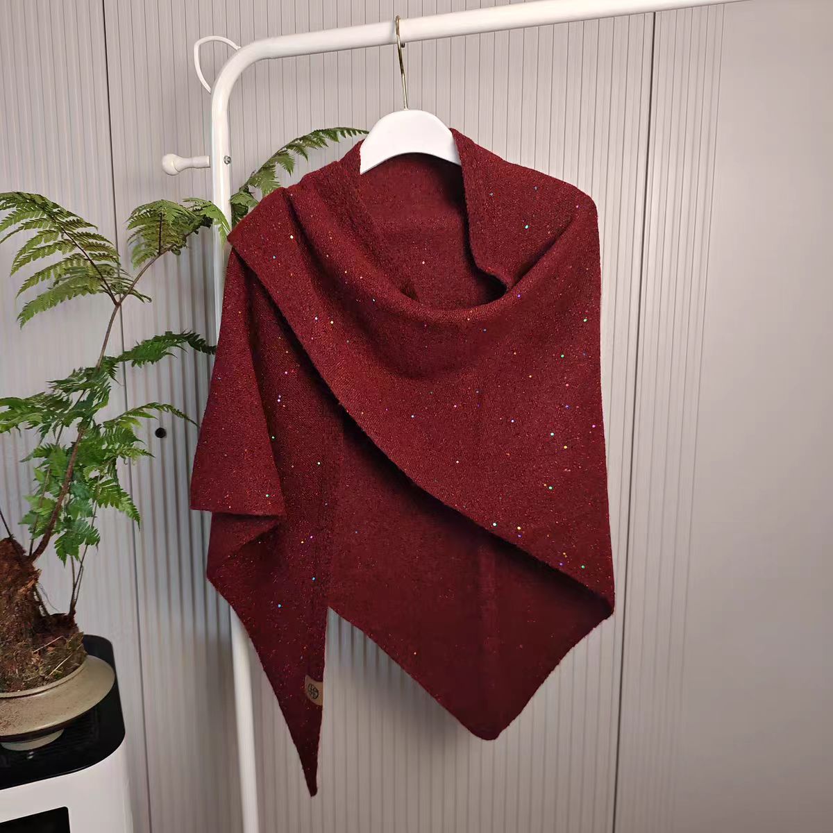 Women's Wool Glitter Fall Winter Knit Fleece-lined Korean-style Shawls Scarves Scarf