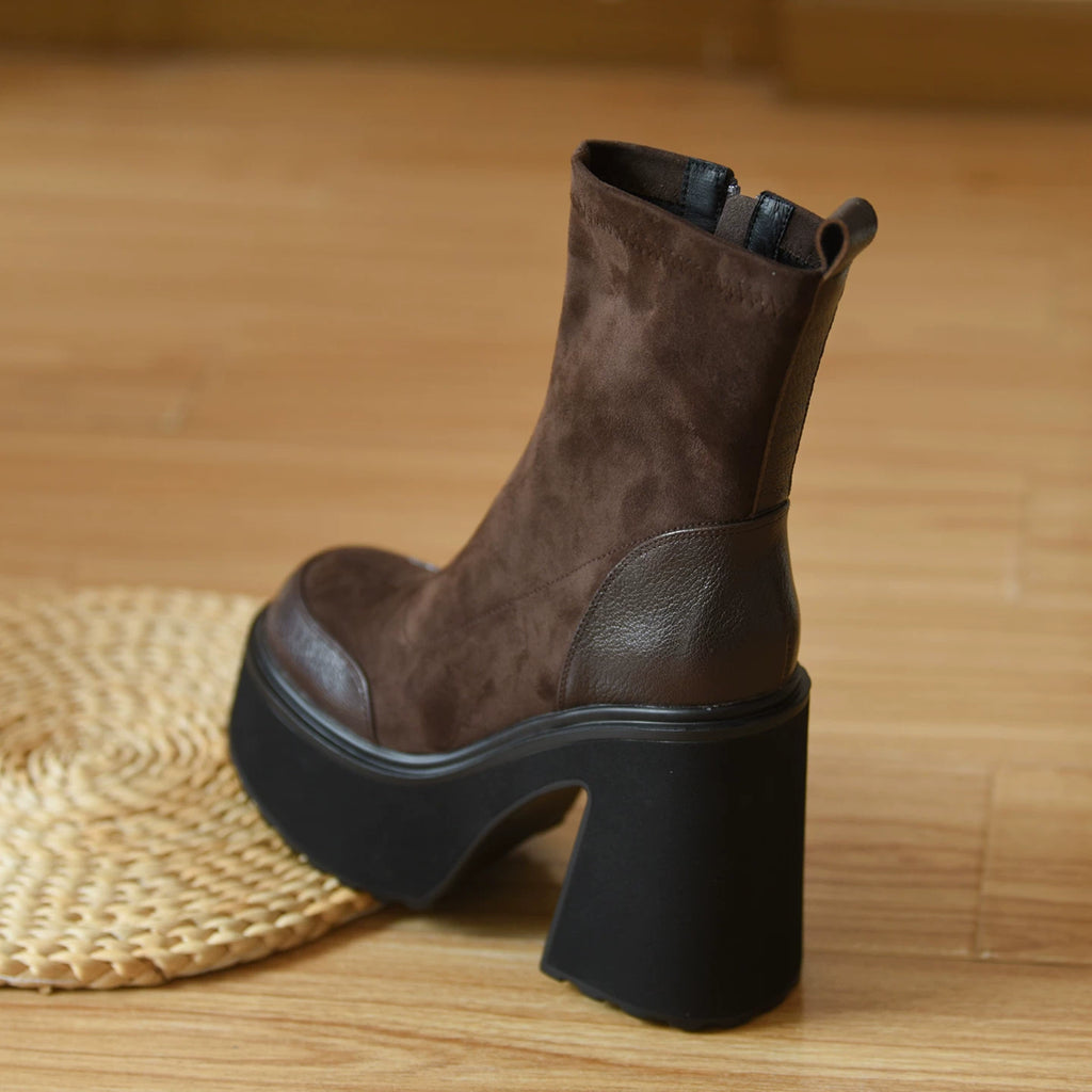 Women's Fall Winter Chunky Sole Block Heel High Heel Slim Ankle Boots for Office and Weekend Streetwear Everyday Wear Date Night Wedding Guest