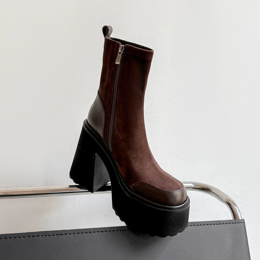 Women's Fall Winter Chunky Sole Block Heel High Heel Slim Ankle Boots for Office and Weekend Streetwear Everyday Wear Date Night Wedding Guest