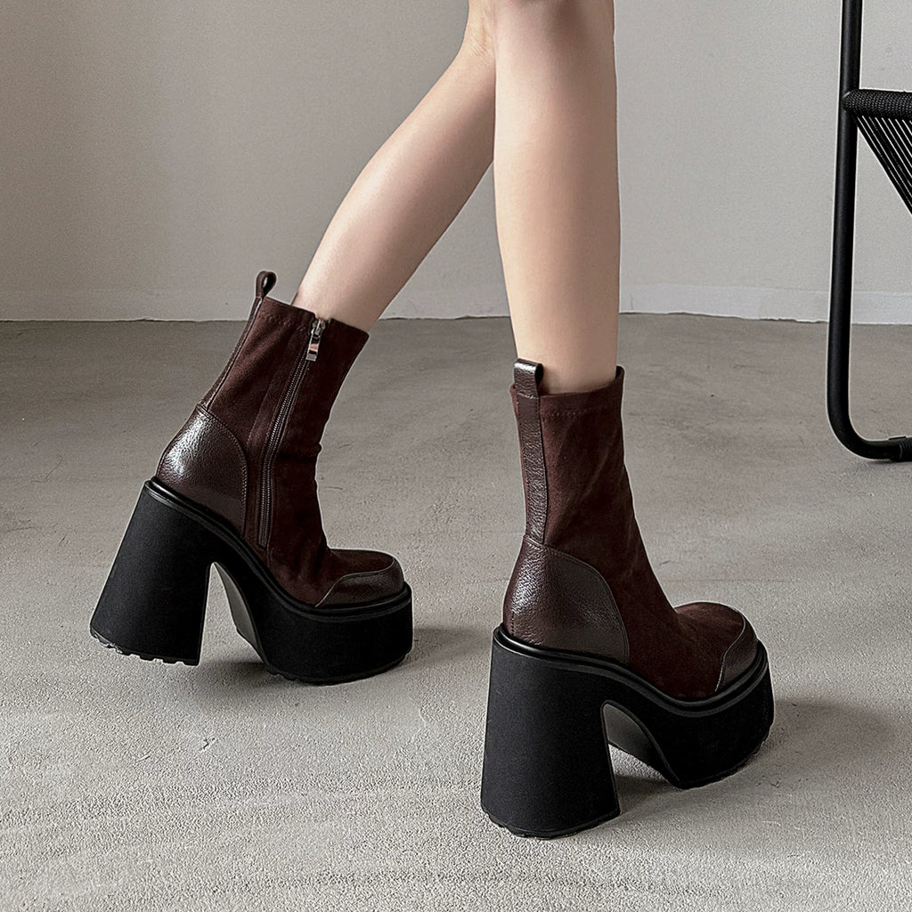 Women's Fall Winter Chunky Sole Block Heel High Heel Slim Ankle Boots for Office and Weekend Streetwear Everyday Wear Date Night Wedding Guest