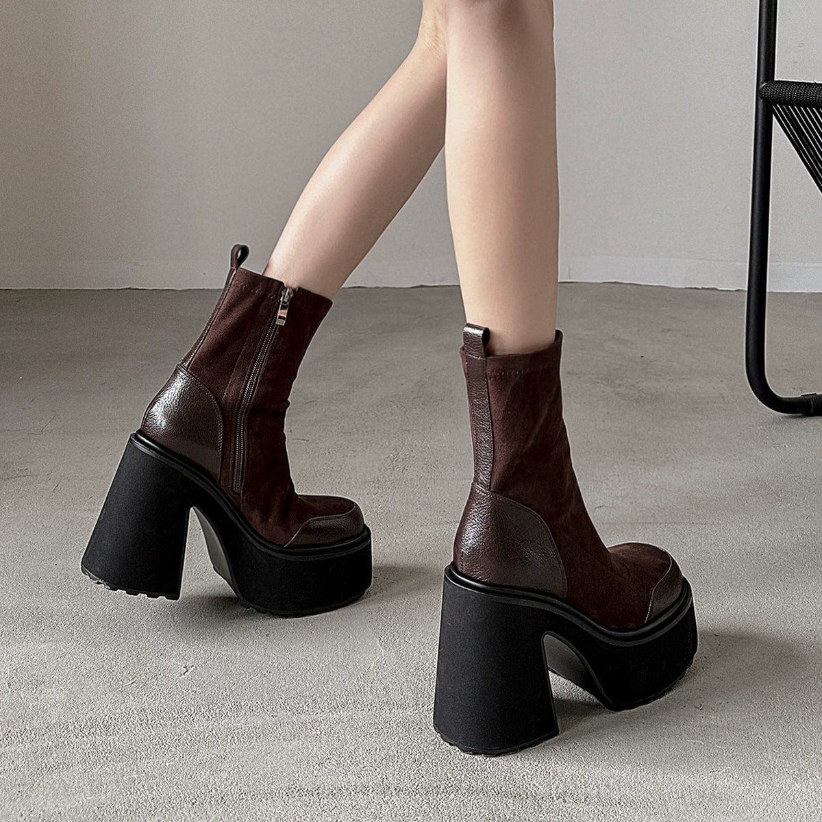 Women's Fall Winter Chunky Sole Block Heel High Heel Slim Ankle Boots for Office and Weekend Streetwear Everyday Wear Date Night Wedding Guest
