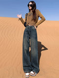 Women's Straight High-waist Oversized Slim-fit Wide-leg Jeans for Casual Outfits Everyday Office Slimming Weekend Date Night