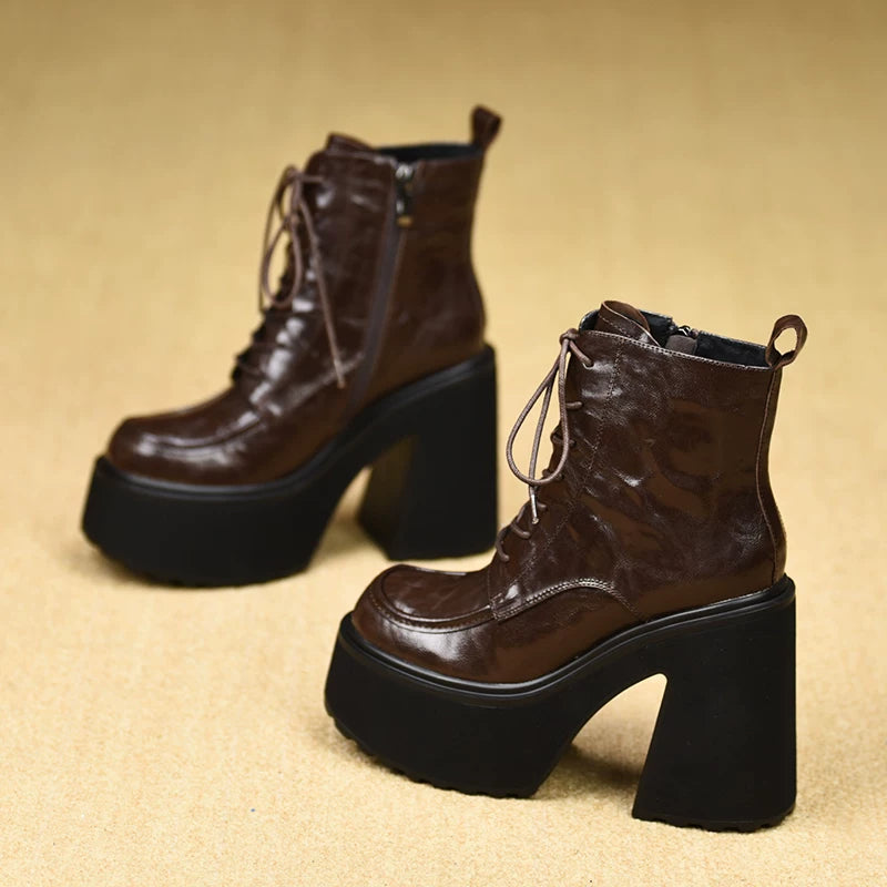 Women's Fall Winter Chunky Sole Block Heel High Heel Petite Ankle Boots for Office and Weekend Streetwear Everyday Wear Date Night Wedding Guest