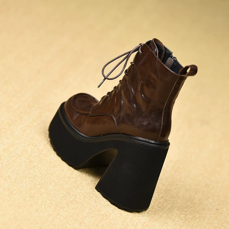 Women's Fall Winter Chunky Sole Block Heel High Heel Petite Ankle Boots for Office and Weekend Streetwear Everyday Wear Date Night Wedding Guest