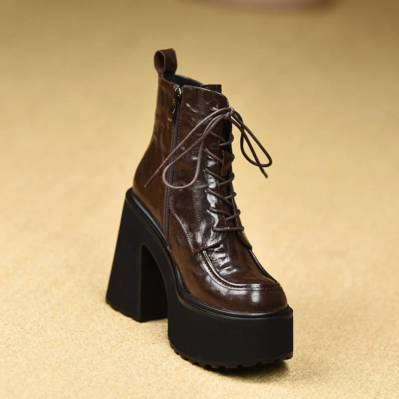 Women's Fall Winter Chunky Sole Block Heel High Heel Petite Ankle Boots for Office and Weekend Streetwear Everyday Wear Date Night Wedding Guest
