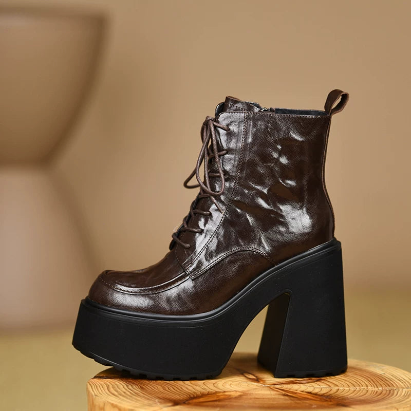 Women's Fall Winter Chunky Sole Block Heel High Heel Petite Ankle Boots for Office and Weekend Streetwear Everyday Wear Date Night Wedding Guest
