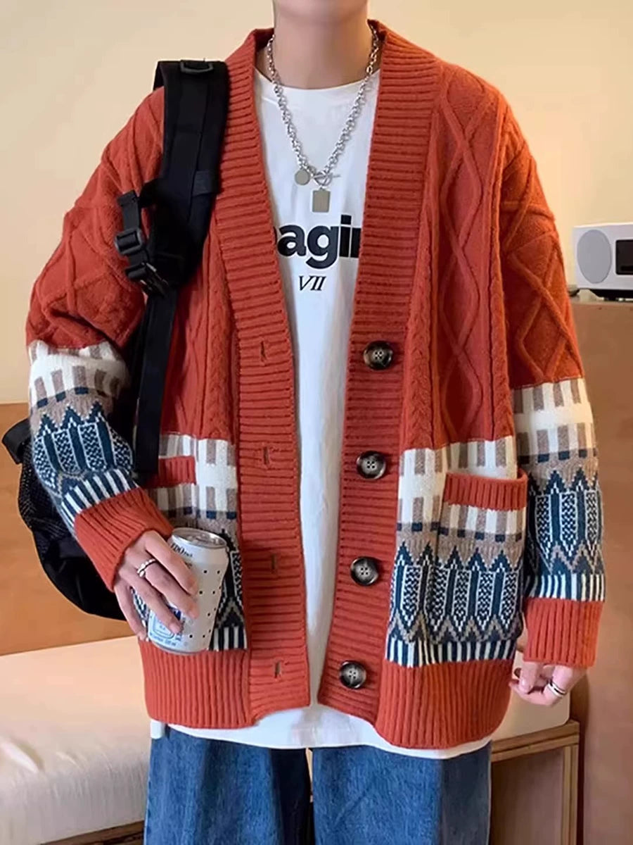 Men's Fall Winter Thickened Fleece-Lined Relaxed Casual Knit Cardigan Open-Front Sweater for Office Outfits Work and Weekend Spring Everyday